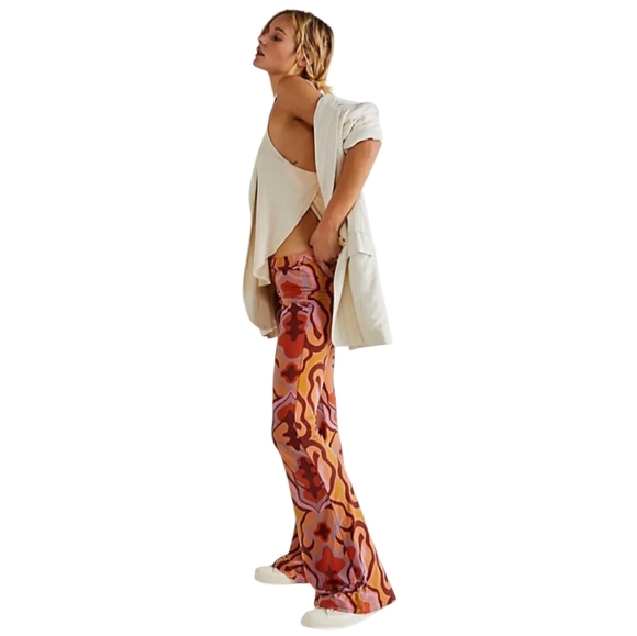 Free People Pants - Free People Paisley Make A Statement Fun Flare Pants Boho Womens